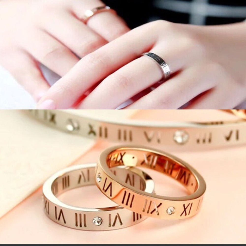 Roman Numerals Hollow Stainless Steel Wedding Ring